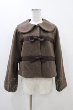 画像1: Maria pipi / ラムモッサリボンコート Free Brown H-25-11-14-057-EL-CO-NS-ZH