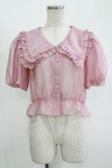 LAND by MILK BOY / LANDフリルブラウス  ピンク H-25-11-14-1030-MB-BL-KB-ZH