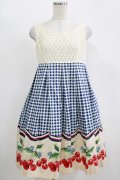 Emily Temple cute / ギンガムチェリーノースリーブワンピース  コン H-25-11-14-1004-ET-OP-KB-ZH
