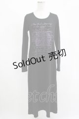 ALGONQUINS / プリントロングカットワンピース  黒×紫 H-25-11-14-1033-AL-OP-KB-ZH
