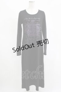 ALGONQUINS / プリントロングカットワンピース  黒×紫 H-25-11-14-1033-AL-OP-KB-ZH