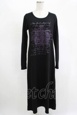 画像1: ALGONQUINS / プリントロングカットワンピース  黒×紫 H-25-11-14-1033-AL-OP-KB-ZH