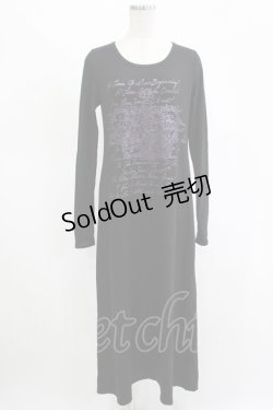 画像1: ALGONQUINS / プリントロングカットワンピース  黒×紫 H-25-11-14-1033-AL-OP-KB-ZH