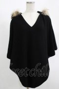 MILKBOY / ファー付ニットポンチョ  ブラック H-25-11-14-1036-MB-TO-KB-ZH