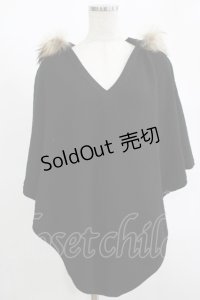 MILKBOY / ファー付ニットポンチョ  ブラック H-25-11-14-1036-MB-TO-KB-ZH