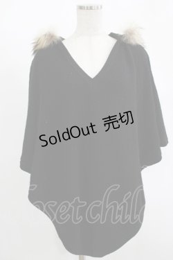 画像1: MILKBOY / ファー付ニットポンチョ  ブラック H-25-11-14-1036-MB-TO-KB-ZH