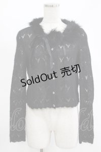 MILK / ファーリボンカーディガン  ブラック H-25-11-14-1037-ML-TO-KB-ZH