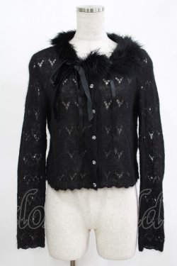 画像1: MILK / ファーリボンカーディガン  ブラック H-25-11-14-1037-ML-TO-KB-ZH