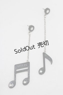 画像1: MILK / 音符ピアス  黒 H-25-11-14-1059-ML-AC-KB-ZH