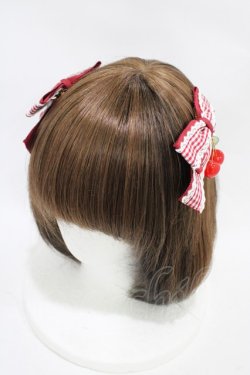 画像1: Amavel / ギンガムチェリーリボンクリップ  レッド H-25-11-14-008-CA-AC-NS-ZH