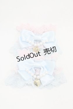 画像1: Angelic Pretty / 配色ロゴハートチャームお袖とめ  ピンク/サックス H-25-11-14-010-AP-ZA-NS-ZH