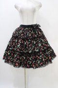Angelic Pretty / チェリーシフォン3段フリルスカート Free ブラック H-25-11-14-019-AP-SK-NS-ZH