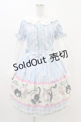 metamorphose / ねこ柄ワンピース Free サックス H-25-11-14-031-ME-OP-NS-ZH