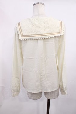 画像2: axes femme POETIQUE / レース配色セーラーブラウス M 生成り H-25-11-15-028-AX-BL-NS-ZH