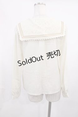 画像2: axes femme POETIQUE / レース配色セーラーブラウス M 生成り H-25-11-15-028-AX-BL-NS-ZH