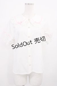 axes femme kawaii / 梯子レース半袖ブラウス M オフ H-25-11-15-031-AX-BL-NS-ZH