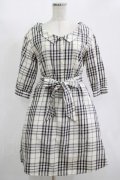 MAJESTIC LEGON / ウエストリボン付きチェックワンピース M アイボリー H-25-11-15-1028-LO-OP-NS-ZH