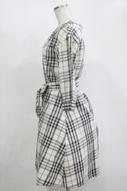 画像2: MAJESTIC LEGON / ウエストリボン付きチェックワンピース M アイボリー H-25-11-15-1028-LO-OP-NS-ZH