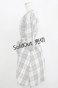画像2: MAJESTIC LEGON / ウエストリボン付きチェックワンピース M アイボリー H-25-11-15-1028-LO-OP-NS-ZH