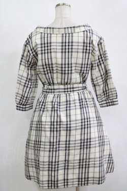 画像3: MAJESTIC LEGON / ウエストリボン付きチェックワンピース M アイボリー H-25-11-15-1028-LO-OP-NS-ZH