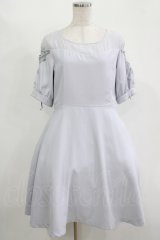 MAJESTIC LEGON / ドビードット切替ワンピース M ブルー H-25-11-15-1031-LO-OP-NS-ZH