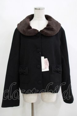 画像1: m petit by misako / AM*ファーエリショートJK 3L ブラック H-25-11-15-1040-LO-CO-NS-ZH