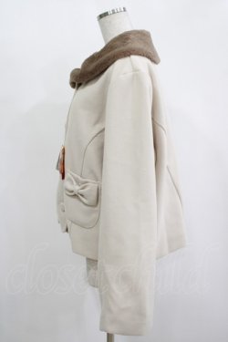 画像2: m petit by misako / AM*ファーエリショートJK 3L アイボリー H-25-11-15-1041-LO-CO-NS-ZH