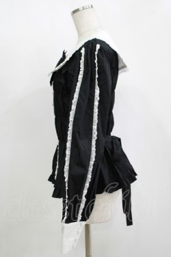 画像2: metamorphose / 【プラアスサイズ】スクエアカラー2WAYブラウス プラスサイズ ブラック H-25-11-15-1047-ME-BL-NS-ZH