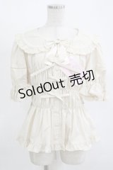 metamorphose / 【プラスサイズ】ハートレースシャーリング半袖ブラウス プラスサイズ 生成り H-25-11-15-1048-ME-BL-NS-ZH