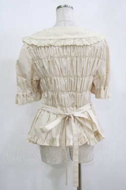 画像3: metamorphose / 【プラスサイズ】ハートレースシャーリング半袖ブラウス プラスサイズ 生成り H-25-11-15-1048-ME-BL-NS-ZH