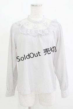 画像1: an another angelus / 立体フラワーレースヨークブラウス Free BLUE GRAY H-25-11-15-1051-CA-BL-NS-ZH