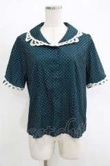 an another angelus / レース使い開衿ブラウス Free GREEN×WH H-25-11-15-1054-CA-BL-YZ-ZH