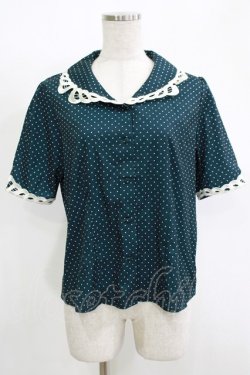 画像1: an another angelus / レース使い開衿ブラウス Free GREEN×WH H-25-11-15-1054-CA-BL-YZ-ZH