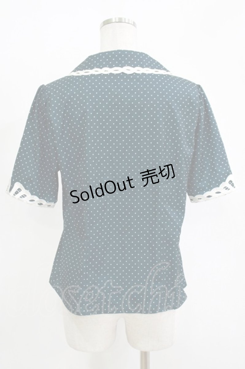 画像3: an another angelus / レース使い開衿ブラウス Free GREEN×WH H-25-11-15-1054-CA-BL-YZ-ZH (3)