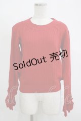 MAJESTIC LEGON / 袖リボンニット M レッド H-25-11-15-1057-LO-TO-NS-ZH