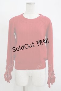 MAJESTIC LEGON / 袖リボンニット M レッド H-25-11-15-1057-LO-TO-NS-ZH