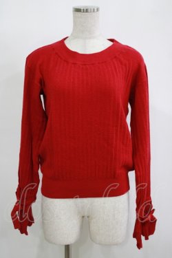 画像1: MAJESTIC LEGON / 袖リボンニット M レッド H-25-11-15-1057-LO-TO-NS-ZH