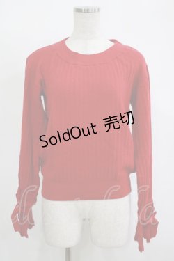 画像1: MAJESTIC LEGON / 袖リボンニット M レッド H-25-11-15-1057-LO-TO-NS-ZH