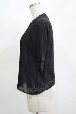 画像2: an another angelus / ローズ刺繍ノーカラーブラウス Free Black H-25-11-15-1062-CA-BL-NS-ZH