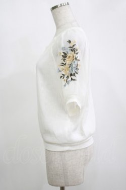 画像2: axes femme / 花刺繍×チュール袖プルオーバー M オフ H-25-11-15-1063-AX-TO-NS-ZH