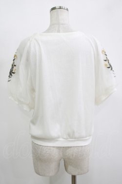 画像3: axes femme / 花刺繍×チュール袖プルオーバー M オフ H-25-11-15-1063-AX-TO-NS-ZH