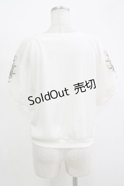 画像3: axes femme / 花刺繍×チュール袖プルオーバー M オフ H-25-11-15-1063-AX-TO-NS-ZH