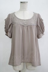 axes femme / 袖ドレープトップス M チャコール H-25-11-15-1064-AX-TO-NS-ZH