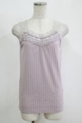 axes femme / レース使いタンク M ラベンダー H-25-11-15-1068-AX-TO-NS-ZH