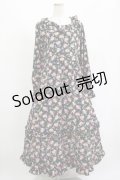 FLC / 星名桜子/2WAY花柄フリルワンピース L ブラック H-25-11-15-1007-LO-OP-NS-ZH