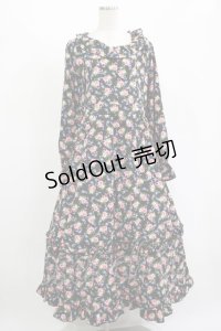 FLC / 星名桜子/2WAY花柄フリルワンピース L ブラック H-25-11-15-1007-LO-OP-NS-ZH