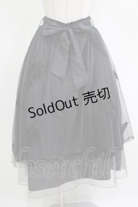 axes femme / フェザー刺繍チュールスカート M ネイビー H-25-11-15-1084-AX-SK-NS-ZH