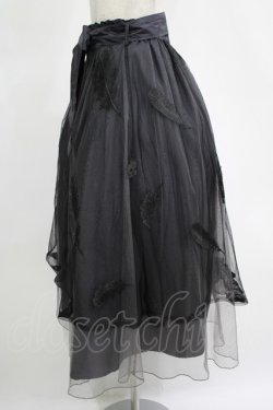 画像2: axes femme / フェザー刺繍チュールスカート M ネイビー H-25-11-15-1084-AX-SK-NS-ZH