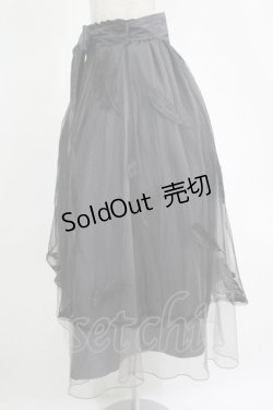 画像2: axes femme / フェザー刺繍チュールスカート M ネイビー H-25-11-15-1084-AX-SK-NS-ZH