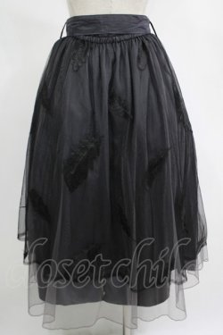 画像3: axes femme / フェザー刺繍チュールスカート M ネイビー H-25-11-15-1084-AX-SK-NS-ZH